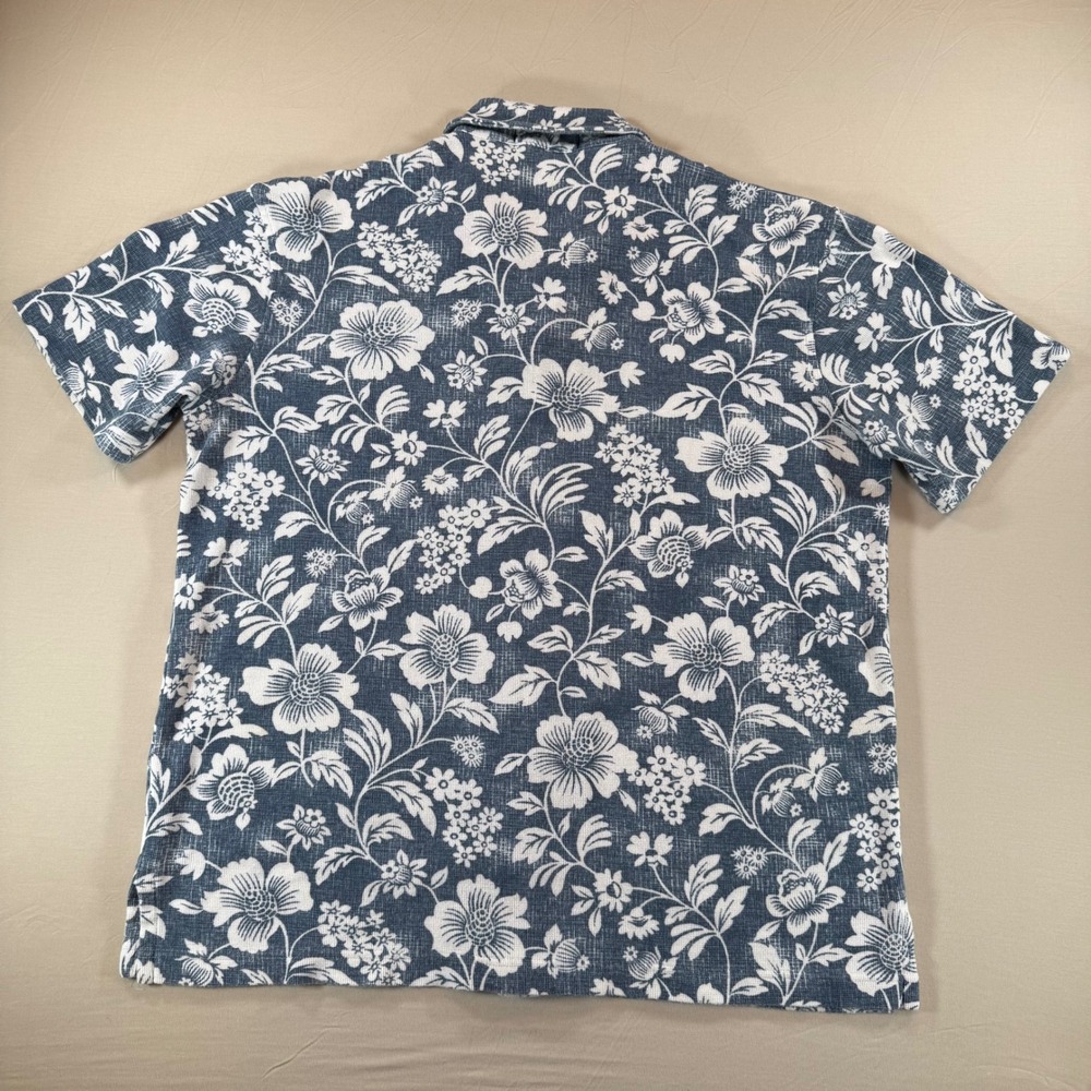 Polo Ralph Lauren Mens Medium Floral Shirt Cotton Blue White Short Sleeve - Picture 7 of 9